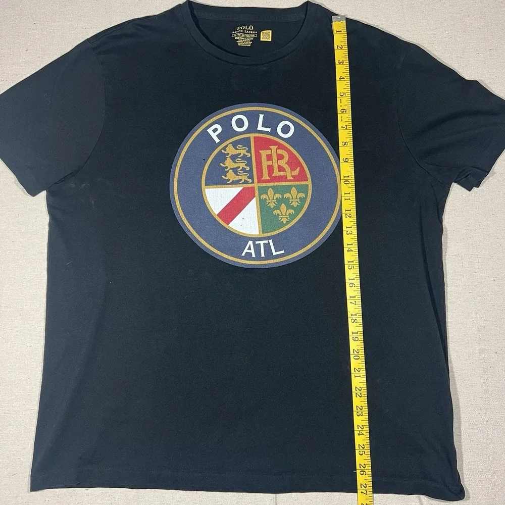 Polo Ralph Lauren Mens XL ATL Crest Custom Slim Fit Black T-shirt Preppy Atlanta